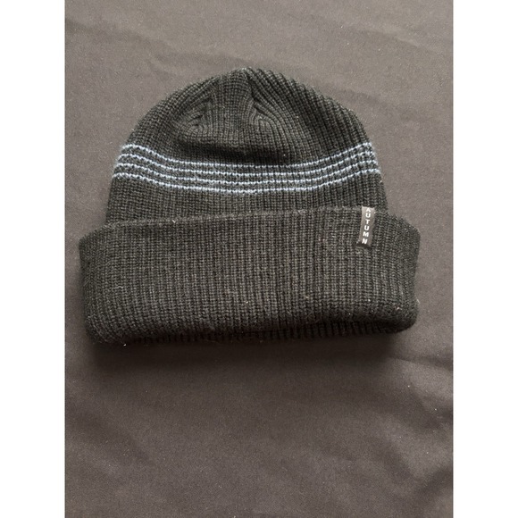 Autumn Brand Mini Stripe Beanie Black Blue - Picture 1 of 3